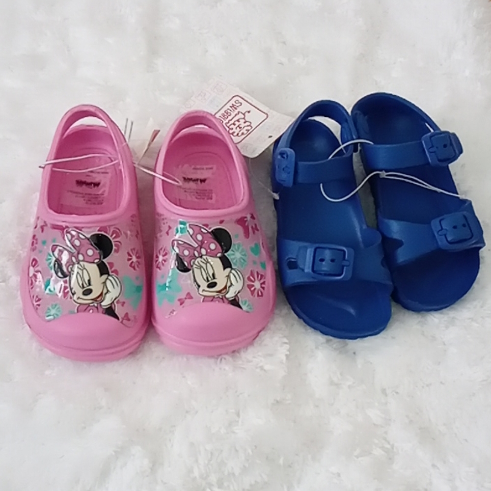 New Lot of 2 Pair Open Toe Footbed Sandals